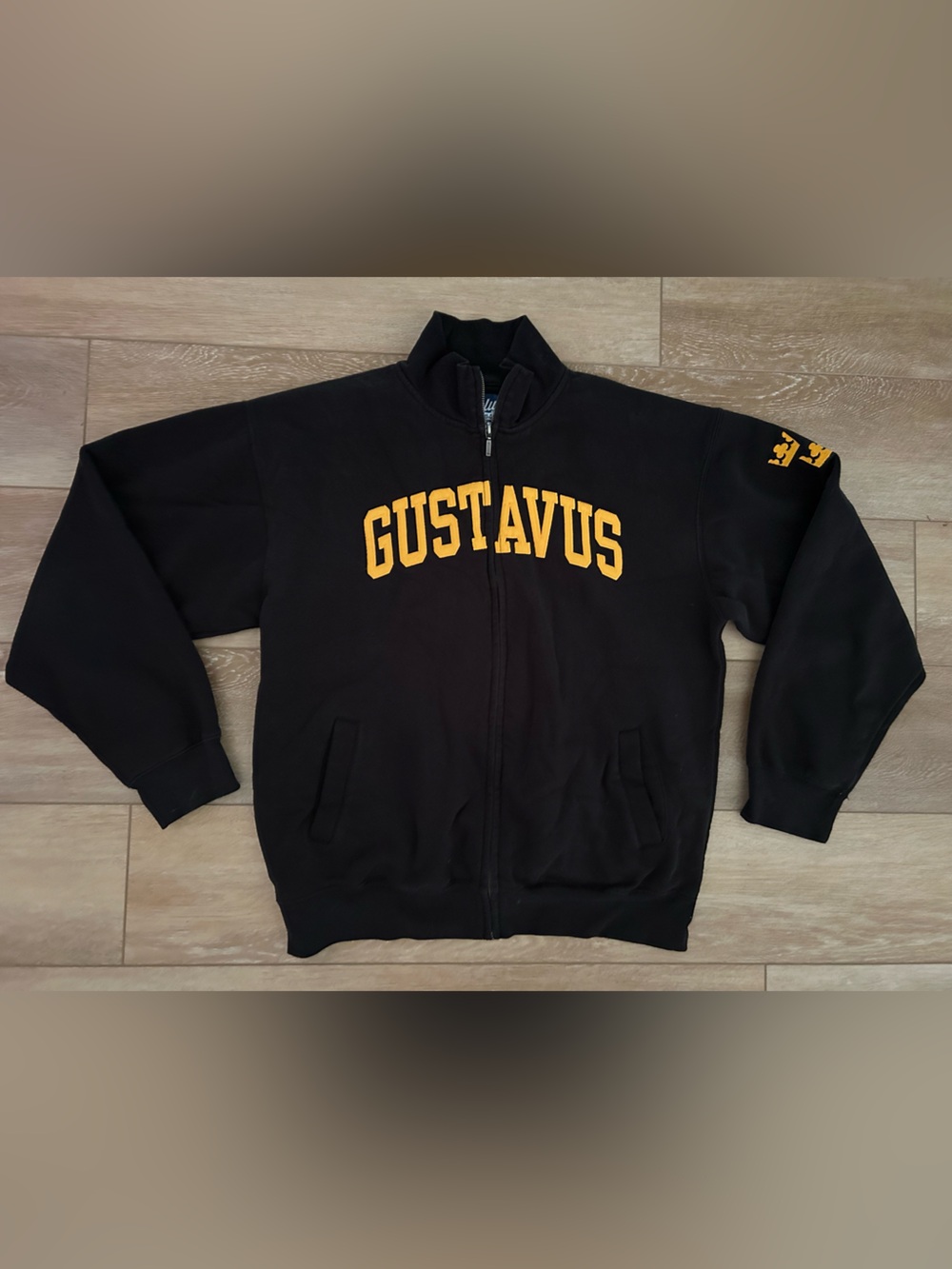 Gustavus Black Full-Zip Jacket Sweatshirt Mock Neck